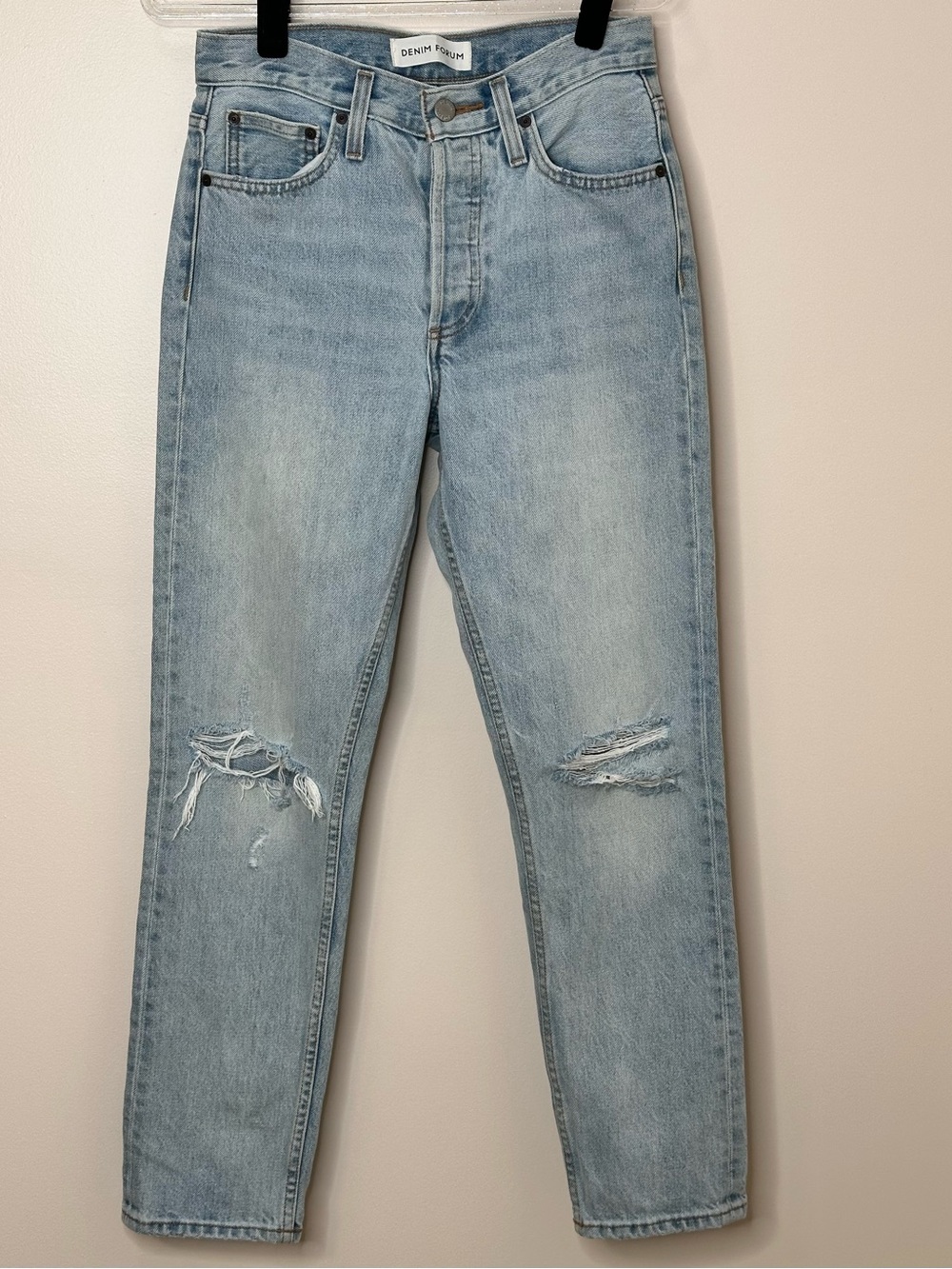 Denim Forum The Ex Boyfriend Jeans Size 24 Light Wash Distressed Denim